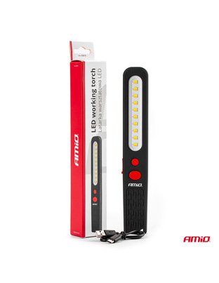 Amio - ΦΑΚΟΣ ΕΡΓΑΣΙΑΣ ΧΕΙΡΟΣ ΜΕ ΜΑΓΝΗΤΗ MICRO USB SMD LED 1200mAh 37x16x241mm - 1 ΤΕΜ. (02819/AM)