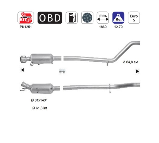 ΦΙΛΤΡΟ DPF ΣΙΛΙΚΟΝΟΥΧΟ ΚΑΡΒΙΔΙΟ SIC MERCEDES A180/A200/A220/B180/B200/B220 W176/W246 1.8/2.1TD 2011+