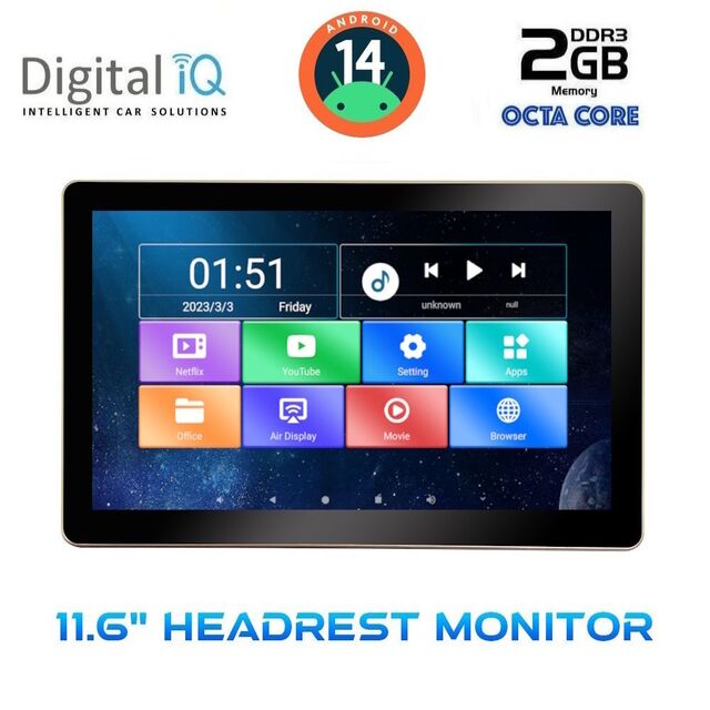 DIGITAL IQ CV4010_HR (11.6” HEADREST MONITOR)