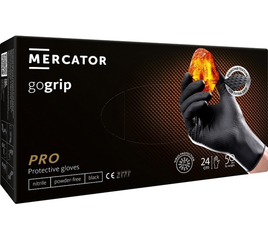 Amio - ΓΑΝΤΙΑ ΝΙΤΡΙΛΙΟΥ MERCATOR GOGRIP ΣΕ ΜΑΥΡΟ ΧΡΩΜΑ SMALL (S) - 50 ΤΕΜ. (MER20310/AM)
