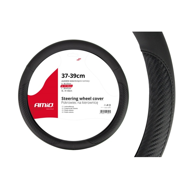 Amio - Κάλυμμα Τιμονιού 37-39cm SWC-17 Μαύρο/Carbon - Άνεση Οδήγησης & Βελτιωμένος Έλεγχος - 1 Τεμ (01694/AM)