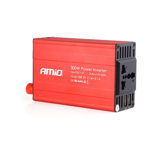 Amio - INVERTER 12-230V max300W-peak600W +2USB PI03 – 1 ΤΕΜ. (02470/AM)