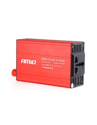 Amio - INVERTER 12-230V max300W-peak600W +2USB PI03 – 1 ΤΕΜ. (02470/AM)