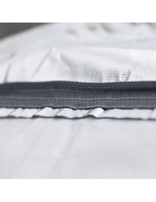 Amio - Κουκούλα Αυτοκινήτου Cotton 120g με φερμουάρ διάσταση 530 x 180 x 120 cm χρώμα ασημί μέγεθος X-Large για Επιβατικά Αυτοκίνητα - 1 τεμ. (01112/AM)