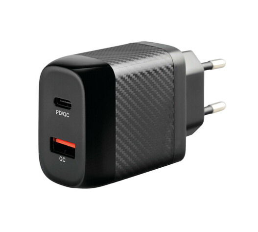 ΦΟΡΤΙΣΤΗΣ ΚΙΝΗΤΟΥ ΜΕ ΟΙΚΙΑΚΗ ΠΡΙΖΑ 100/230V ΚΑΙ  2 ΘΥΡΕΣ USB A+C 20W HOME POWER ULTRA FAST CHARGER