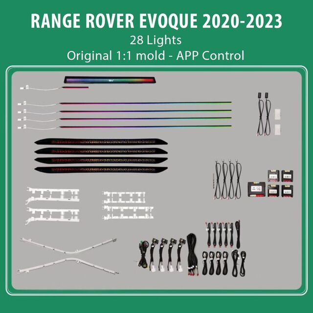 DIQ AMBIENT LR RANGE ROVER EVOQUE (L551) TRIM mod. 2018-2023 (Digital iQ Ambient Light for LAND ROVER RANGE ROVER EVOQUE L551 mod. 2018-2023 with 28 Lights)