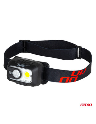 Amio - Φακός Κεφαλής Εργασίας τύπου XPG+COB LED χωρητικότητα μπαταρίας 1800mAh - 1 τεμ. (04667/AM)