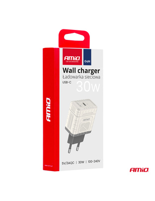 Amio - ΦΟΡΤΙΣΤΗΣ ΜΕ ΟΙΚΙΑΚΗ ΠΡΙΖΑ ΜΕ 1 ΘΥΡΑ USB-C 30W 100-240V ΛΕΥΚΟ - 1 Τεμ. (04285/AM)