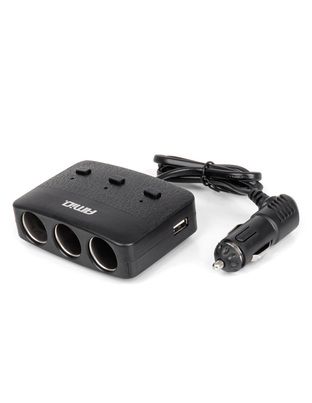 Amio - ΑΝΤΑΠΤΟΡΑΣ ΑΝΑΠΤΗΡΑ 12/24V 100W ΜΑΥΡΟΣ/3 ΘΕΣΕΙΣ/2xUSB-A /ΚΟΥΜΠΙ ON-OFF/ΕΝΔΕΙΞΗ LED/ΚΑΛΩΔΙΟ 70cm - 1 Τεμ. (04363/AM)