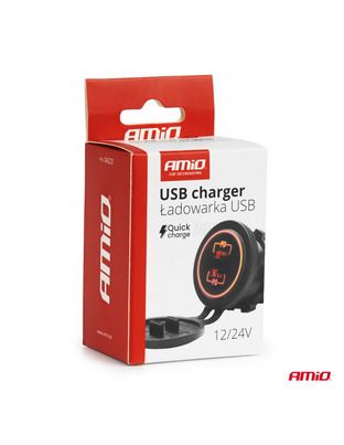 Amio - ΠΡΙΖΑ ΜΕ 2 ΘΥΡΕΣ USB-C ΚΑΙ ΚΑΠΑΚΙ 12/24V ΑΔΙΑΒΡΟΧΗ ΜΕ ΚΟΚΚΙΝΟ LED ΦΩΣ ΜΑΥΡΗ - 1 τεμ. (04223/AM)
