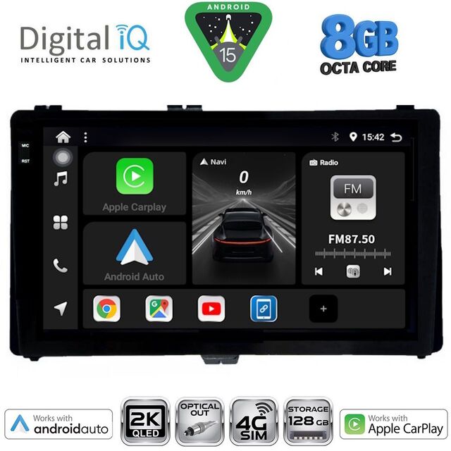 DIGITAL IQ BXK 20703A_CPAA (9inc) MULTIMEDIA TABLET for TOYOTA AURIS mod. 2015-2021 – AYGO X mod. 2022-2026 – COROLLA mod. 2017-2019