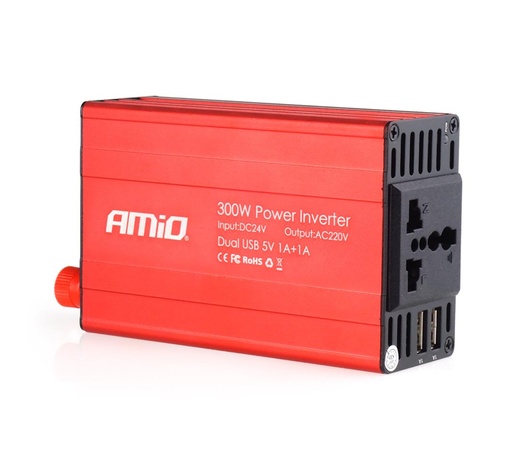 Amio - INVERTER 24-230V max300W-peak600W ME 2 USB – 1 ΤΕΜ. (02471/AM)