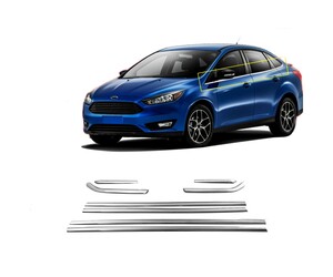 TRIM ΠΑΡΑΘΥΡΩΝ ΑΝΟΞΕΙΔΩΤΟ ΑΤΣΑΛΙ ΧΡΩΜΙΟ S-DIZAYN ΓΙΑ FORD FOCUS SEDAN 2011+ - 8 TEM.