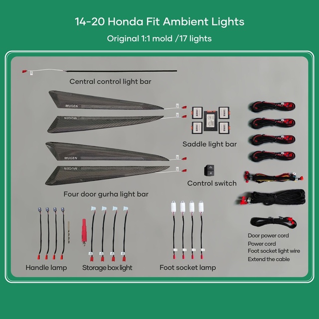 DIQ AMBIENT HONDA JAZZ III mod. 2013-2020 (Digital iQ Ambient Light Honda Jazz mod. 2013-2020 with 18 Lights)