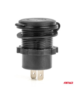 Amio - ΠΡΙΖΑ ΜΕ 2 ΘΥΡΕΣ USB-C ΚΑΙ ΚΑΠΑΚΙ 12/24V ΑΔΙΑΒΡΟΧΗ ΜΕ ΚΟΚΚΙΝΟ LED ΦΩΣ ΜΑΥΡΗ - 1 τεμ. (04223/AM)
