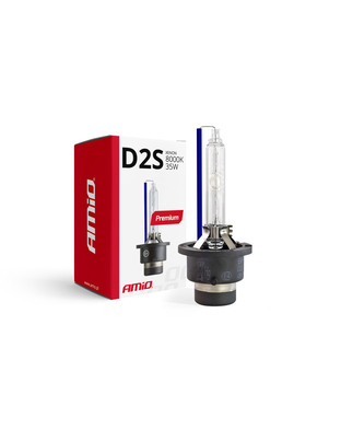 Amio - Λάμπα Xenon D2S 8000K 35W 12V Premium για αντικατάσταση εργοστασιακών και aftermarket xenon με έντονο ψυχρό φωτισμό και σταθερή απόδοση χωρίς τροποποιήσεις - 1 Τεμ. (01977/AM)