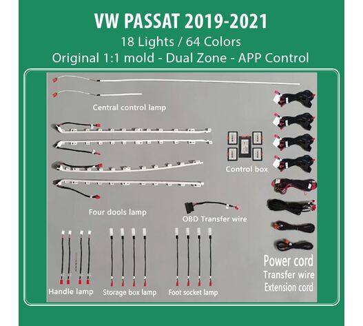 DIQ AMBIENT VW PASSAT III mod. 2019-2023 (Digital iQ Ambient Light for VW Passat mod. 2019-2023 with 18 Lights)