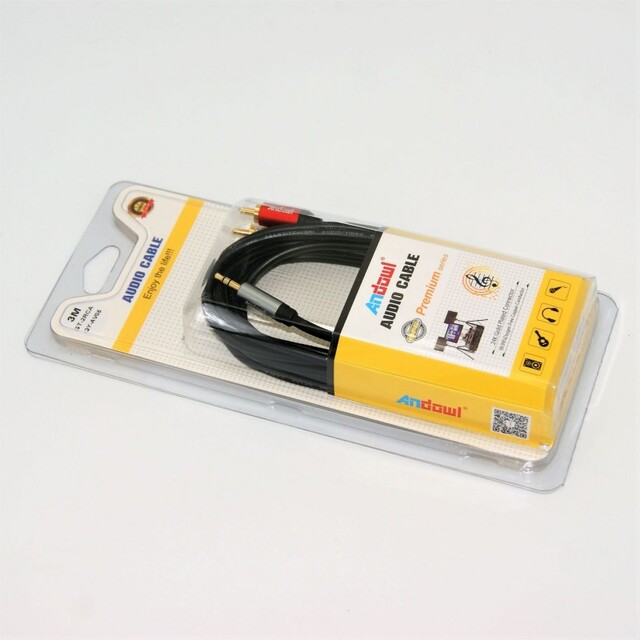 ΚΑΛΩΔΙΟ ΗΧΟΥ ΣΤΕΡΕΟ 3m AUX-2RCA ANDOWL QY-AV05