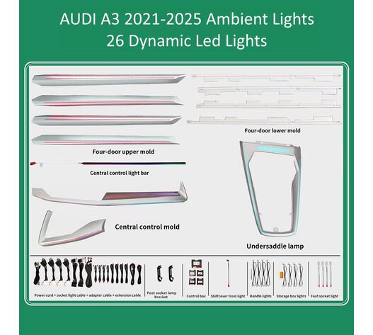 DIQ AMBIENT AUDI A3 (8Y) DYN FK mod. 2021-2025 (Digital iQ Ambient Light for Audi A3 (8Y) mod. 2021-2025 with 26 Lights - FULLKIT)