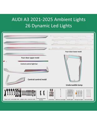 DIQ AMBIENT AUDI A3 (8Y) DYN FK mod. 2021-2025 (Digital iQ Ambient Light for Audi A3 (8Y) mod. 2021-2025 with 26 Lights - FULLKIT)