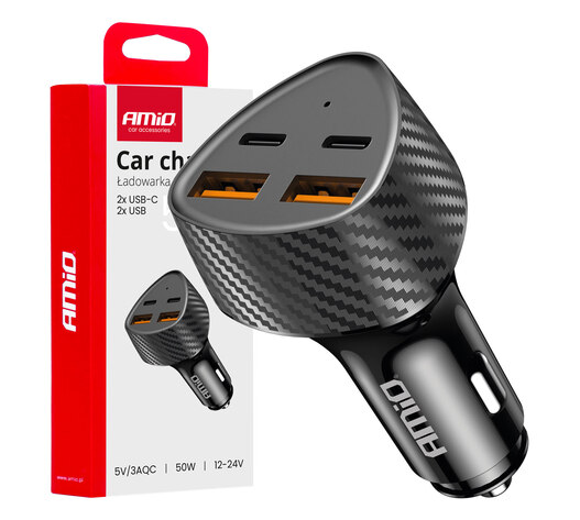Amio - ΦΟΡΤΙΣΤΗΣ ΑΝΑΠΤΗΡΑ ΜΕ 4 ΘΥΡΕΣ 2xUSB-A+2xUSB-C 50W ΜΑΥΡΟ - 1 Τεμ. (04284/AM)