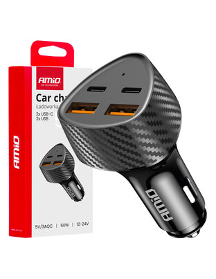 Amio - ΦΟΡΤΙΣΤΗΣ ΑΝΑΠΤΗΡΑ ΜΕ 4 ΘΥΡΕΣ 2xUSB-A+2xUSB-C 50W ΜΑΥΡΟ - 1 Τεμ. (04284/AM)