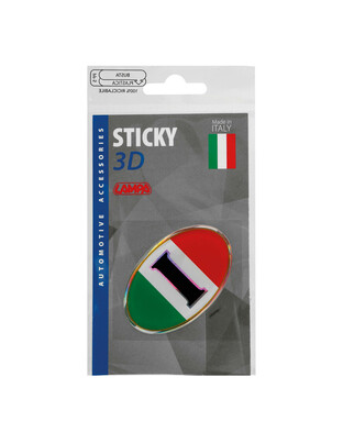 ΑΥΤΟΚΟΛΛΗΤΟ ΣΗΜΑ 3D ΣΗΜΑΙΑ ΙΤΑΛΙΑΣ ΟΒΑΛ 61x46mm LAMPA -  1 Τεμ.