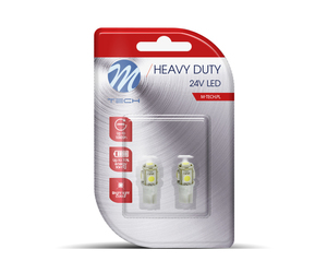 T10 W5W 24V W1,2x9,5d LED 5xSMD5050 ΛΕΥΚΟ (ΚΑΡΦΩΤΟ ΑΚΑΛΥΚΟ) BLISTER 2ΤΕΜ. M-TECH