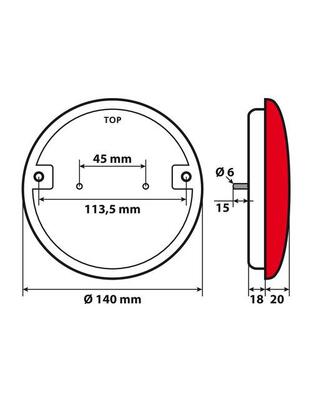 ΦΩΣ ΦΟΡΤΗΓΟΥ ΠΙΣΩ 12/24V 14LED ΚΟΚΚΙΝΟ ΣΤΡΟΓΓΥΛΟ 140mm 1ΤΕΜ.