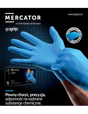 Amio - ΓΑΝΤΙΑ ΝΙΤΡΙΛΙΟΥ MERCATOR GOGRIP ΣΕ ΜΠΛΕ ΧΡΩΜΑ SMALL (S) - 50 ΤΕΜ. (MER20314/AM)