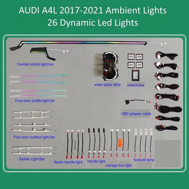 DIQ AMBIENT AUDI A4L LASER (8W) DYN mod. 2017-2021 (Digital iQ Ambient Light for Audi A4L mod. 2017-2025, 26 Lights)