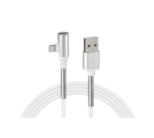 ΚΑΛΩΔΙΟ USB ΦΟΡΤΙΣΗΣ ΚΑΙ ΑΝΤΑΠΤΟΡΑΣ ΑΚΟΥΣΤΙΚΩΝ APPLE (8 PIN) 90 ΜΟΙΡΩΝ IRON SILVER LINE (100 cm)