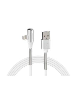 ΚΑΛΩΔΙΟ USB ΦΟΡΤΙΣΗΣ ΚΑΙ ΑΝΤΑΠΤΟΡΑΣ ΑΚΟΥΣΤΙΚΩΝ APPLE (8 PIN) 90 ΜΟΙΡΩΝ IRON SILVER LINE (100 cm)