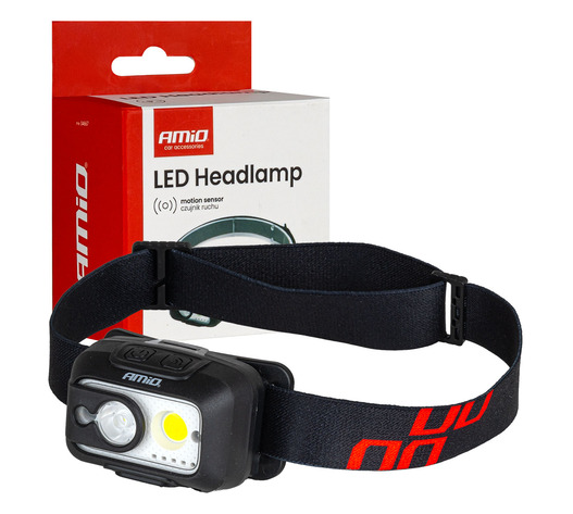Amio - Φακός Κεφαλής Εργασίας τύπου XPG+COB LED χωρητικότητα μπαταρίας 1800mAh - 1 τεμ. (04667/AM)