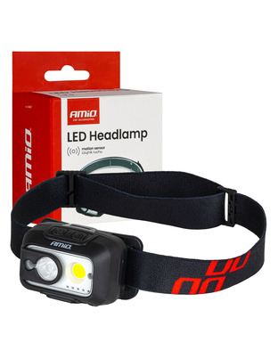 Amio - Φακός Κεφαλής Εργασίας τύπου XPG+COB LED χωρητικότητα μπαταρίας 1800mAh - 1 τεμ. (04667/AM)