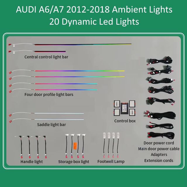 DIQ AMBIENT AUDI A6/A7 DYN (Digital iQ Ambient Light for Audi A6 mod. 2012-2018 with 20 Lights)