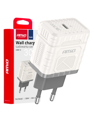 Amio - ΦΟΡΤΙΣΤΗΣ ΜΕ ΟΙΚΙΑΚΗ ΠΡΙΖΑ ΜΕ 1 ΘΥΡΑ USB-C 30W 100-240V ΛΕΥΚΟ - 1 Τεμ. (04285/AM)