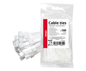 Amio - ΔΕΜΑΤΙΚΑ/ΔΕΤΙΚΑ ΚΑΛΩΔΙΩΝ TIE WRAP (ΤΑΙΡΑΠ) 2.5 x 100mm (ΛΕΥΚΟ) - 100 ΤΕΜ. (04305/AM)
