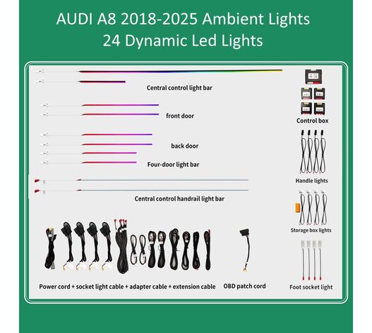 DIQ AMBIENT AUDI A8 (4N) DYN (Digital iQ Ambient Light for Audi A8 mod. 2018-2025 with 24 Dynamic Lights)