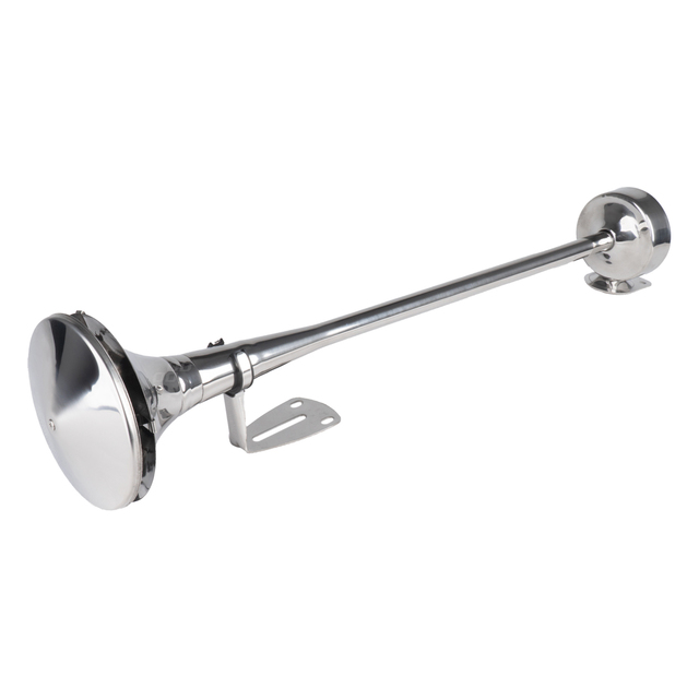 Amio - ΚΟΡΝΑ ΠΝΕΥΜΑΤΙΚΗ ΜΟΝΗ 12/24V 115dB LOW TONE ΜΗΚΟΣ:620mm ΧΡΩΜΙΟ - 1 ΤΕΜ. (04078/AM)