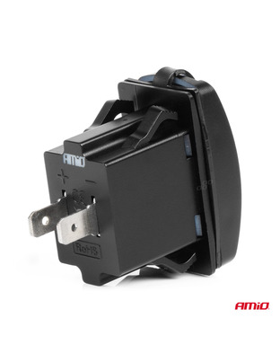 Amio - ΠΡΙΖΑ ΜΕ 2 ΘΥΡΕΣ-USB & USB-C ΚΑΙ ΚΑΠΑΚΙ 12/24V QUICK CHARGE 3.0 ΑΔΙΑΒΡΟΧΗ ΜΑΚΡΟΣΤΕΝΟ ΣΧΗΜΑ ΜΑΥΡΗ - 1 Τεμ. (04229/AM)