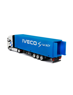 Lampa - Μινιατούρα νταλίκα Iveco S-Way με κοντέινερ 1:43 σε λευκό/μπλε χρώμα Burago - 1 τεμ. (BU31469)