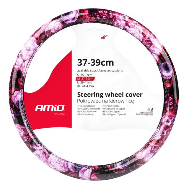 Amio - ΚΑΛΥΜΜΑ ΤΙΜΟΝΙΟΥ SWC-47 Μ 37-39cm ΜΑΥΡΟ/ΡΟΖ ΜΕ ΣΧΕΔΙΟ ΛΟΥΛΟΥΔΙΑ - 1 ΤΕΜ. (02988/AM)