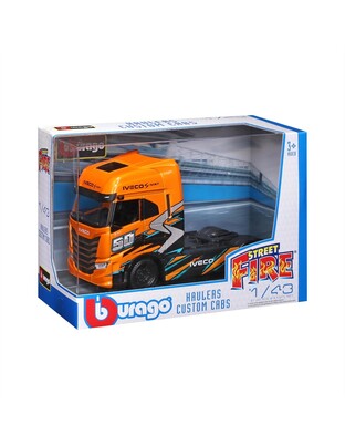 Lampa - Μινιατούρα νταλίκα Iveco S-Way 1:43 σε πορτοκαλί/μαύρο χρώμα Burago - 1 τεμ. (L.BU32208)
