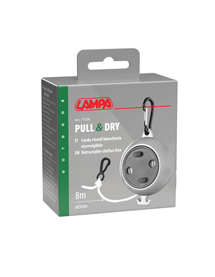 Lampa - Σχοινί Απλώματος Ρούχων Πτυσσόμενο Pull & Dry Πάχους 3 mm και Μήκους 8 m με Γάντζο και Καραμπίνερ - 1 Τεμ. (L7153.6)