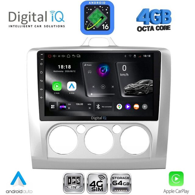 DIGITAL IQ RTG 6156SL_CPA A/C (9inc) MULTIMEDIA TABLET for FORD FOCUS mod. 2005-2012 (SILVER)