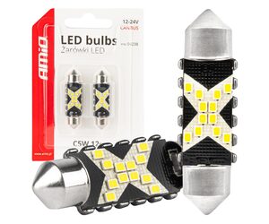 Amio - ΛΑΜΠΑΚΙΑ ΠΛΑΦΟΝΙΕΡΑΣ 41mm 12/24V C5W 5500K 12xSMD 2016 CAN-BUS FESTOON (ΛΕΥΚΟ) - 2 ΤΕΜ. (04238/AM)