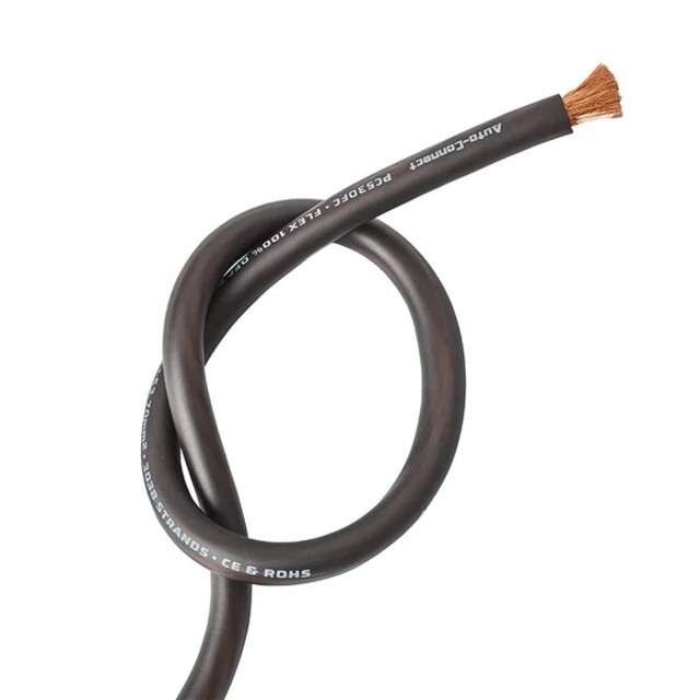 PC53CCAB Pure  30% OFC 70% Alu 53.7mm², 20m Power Wire Auto Connect, black Sold by the meter