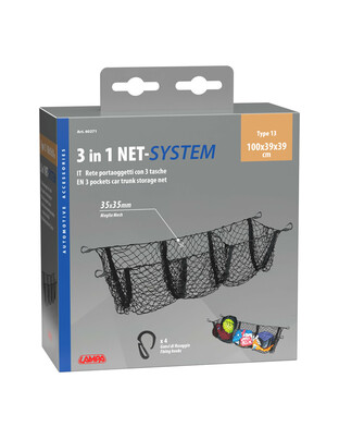ΕΛΑΣΤΙΚΟ ΔΙΧΤΥ ΠΟΡΤ ΜΠΑΓΚΑΖ 3 ΘΕΣΕΩΝ NET SYSTEM 13 ΜΕ 4 ΓΑΝΤΖΟΥΣ 100x39x39cm LAMPA -  1 ΤΕΜ.