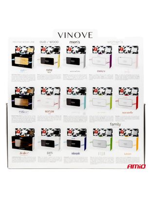 Amio – Χαρτινό Ράφι Display με 18 Αρωματικά Αυτοκινήτου VINOVE για Φρεσκάδα & Καθημερινή Χρήση – Σετ 18 Τεμ. (V0000/AM)